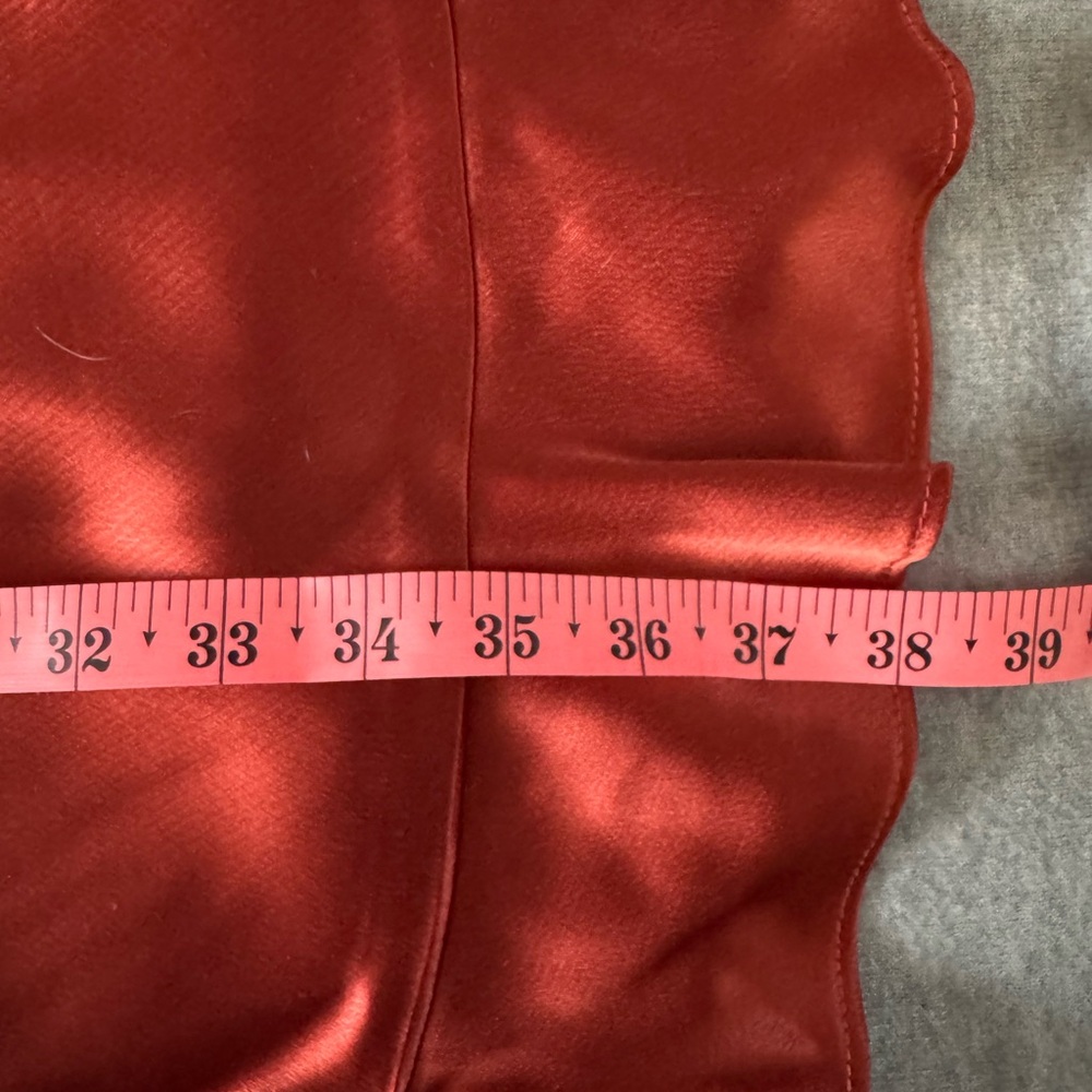 A.B.S. Allen Schwartz Copper Satin Pleated Cocktail Dress Size 6 Wedding Formal - Picture 11 of 13